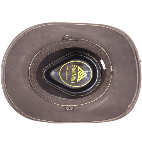 Stellman Leather Outback Hat Cowboy Western Rugged Rodeo Style Warwic Unisex NEW - Picture 4 of 7